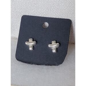 Sterling Silver Cross Stud Earrings